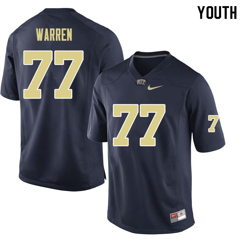 Youth #77 Carter Warren Pittsburgh Panthers College Football Jerseys Sale-Navy